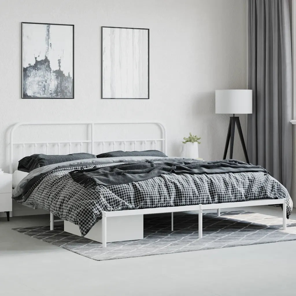 Giroletto con Testiera Metallo Bianco 200x200 cm 352634