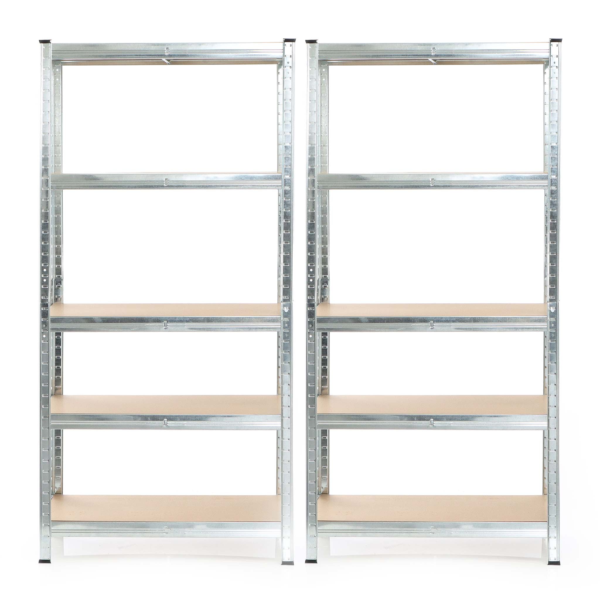 Set 2x scaffali a incastro per carichi pesanti 154x75x30cm Max 875kg l’uno Acciaio 5 ripiani