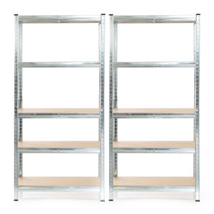Set 2x scaffali a incastro per carichi pesanti 154x75x30cm Max 875kg l’uno Acciaio 5 ripiani