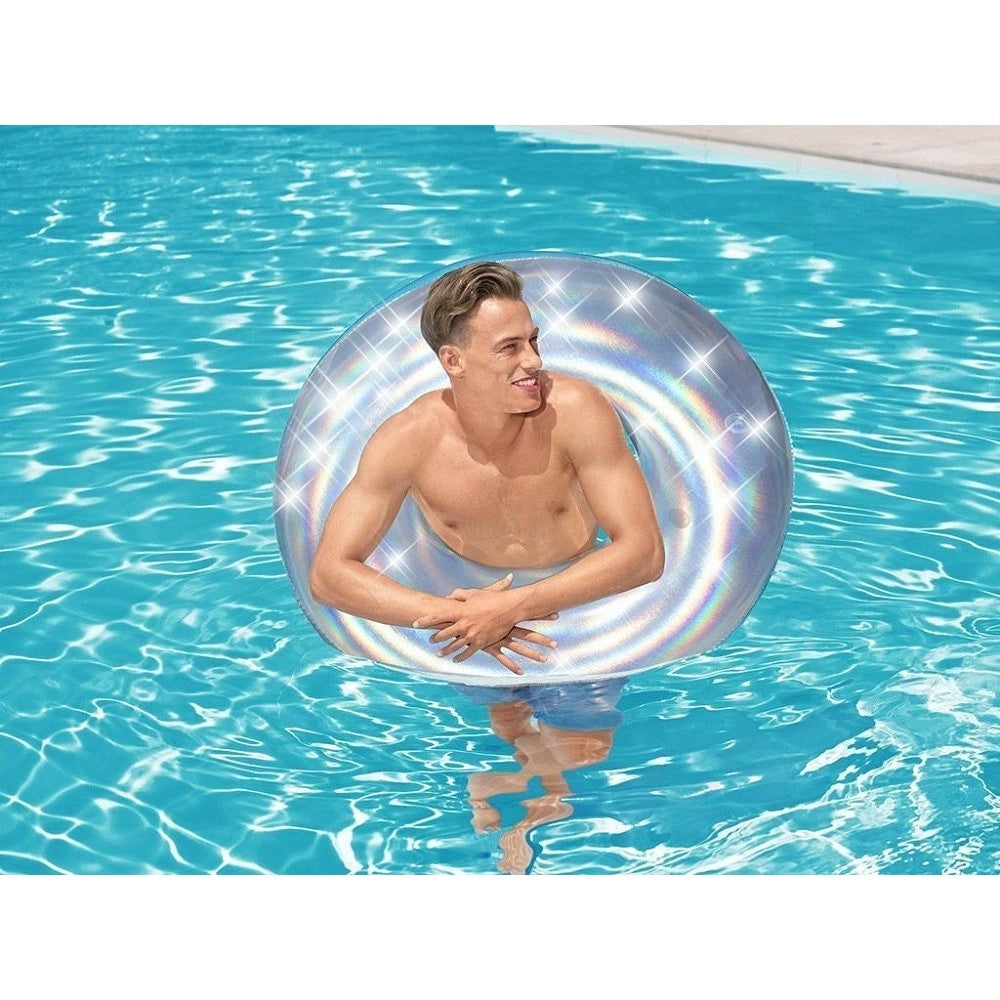 Trade Shop - Ciambella Salvagente Gonfiabile Iridescente 107 Cm Mare Spiaggia Piscina 36240 -