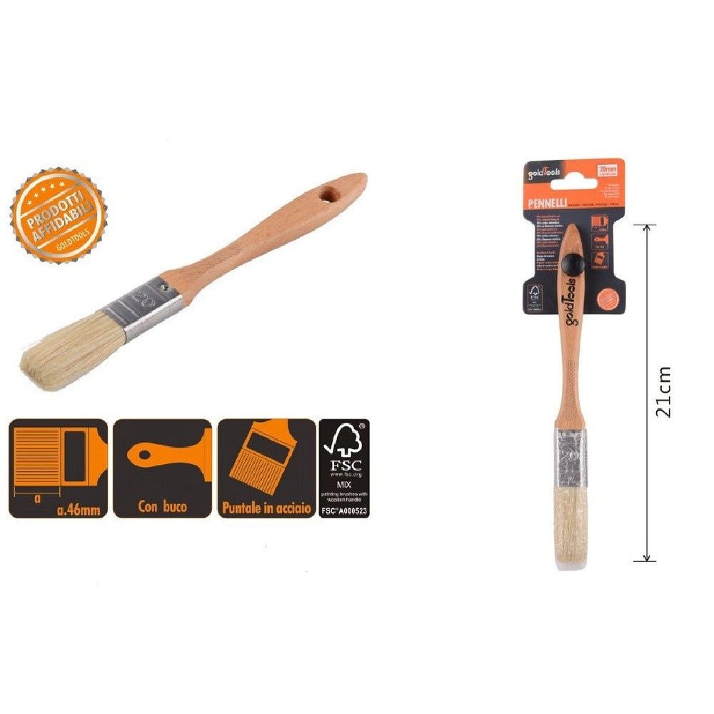 Trade Shop - Pennello Piatto 21cm Con Manico Legno Setole Morbide Per Pittura Vernice 90201 -