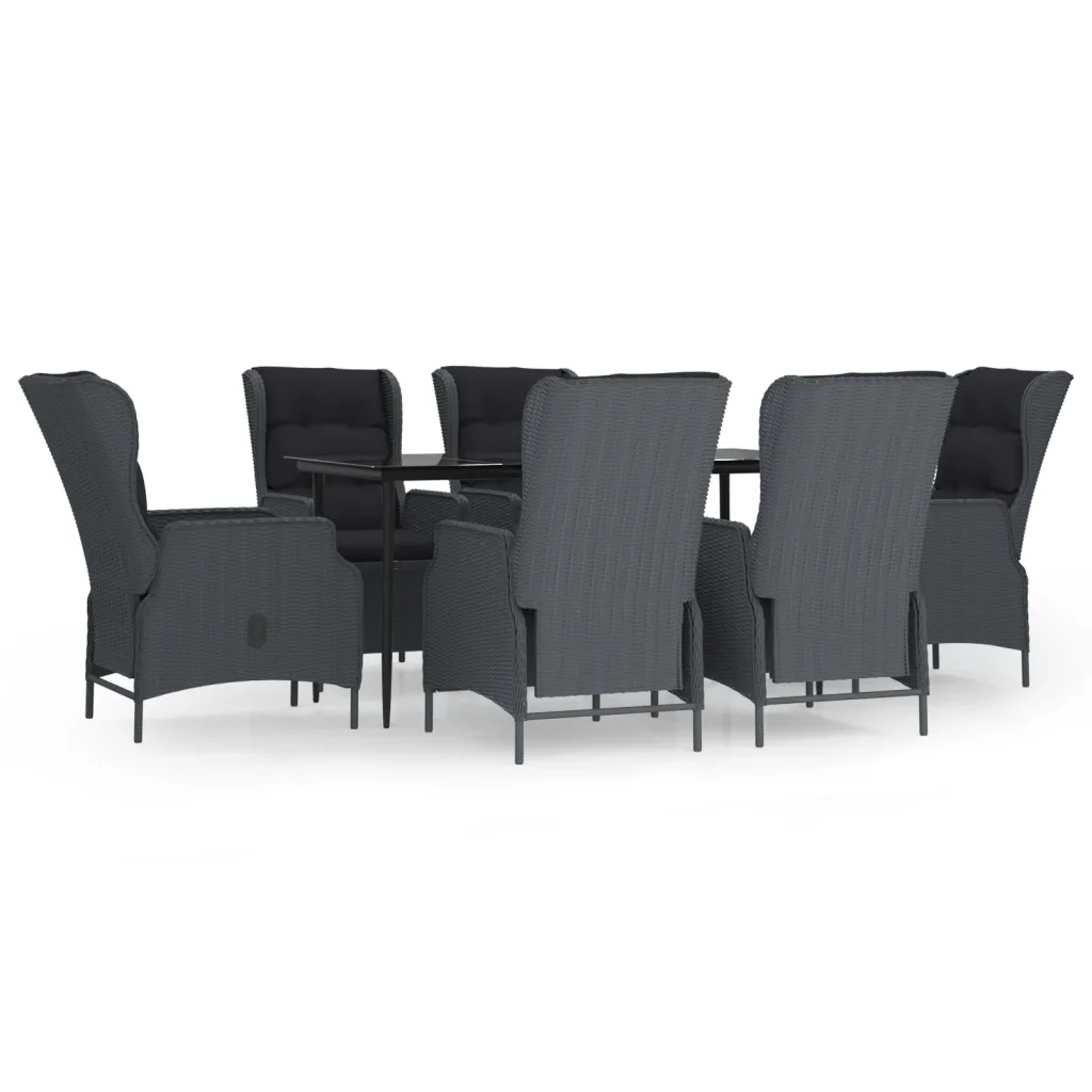 Set da Pranzo da Giardino 7 pz Grigio Scuro in Polyrattan cod mxl 41131