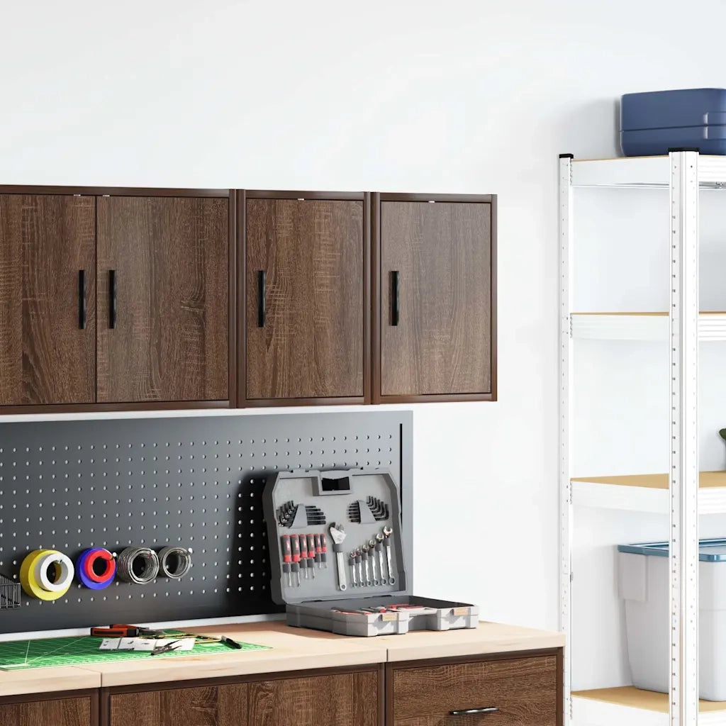 Pensili per Garage 2 pz Rovere Marrone in Legno Multistrato 860620