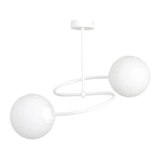 Plafoniera Moderna 2 Luci Nezha In Acciaio Bianco E Sfere In Vetro Opale