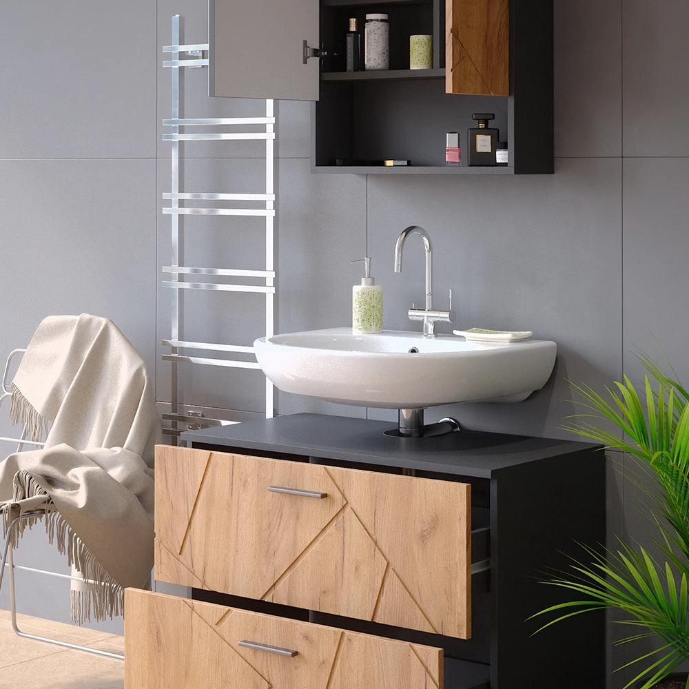 Vicco Set mobili bagno Quercia dorata/antracite 2 parti
