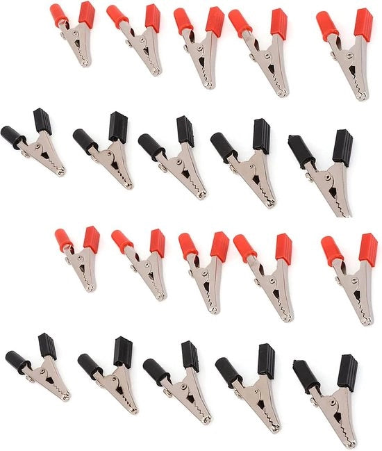 10 Paia di Clip di Alligatore Isolati - Connettori di Batteria Elettrici - Assortimento di Clip Elettrici da 10A - Test di Metallo Elettrico Clip di Alligatore - Miglior Prezzo.