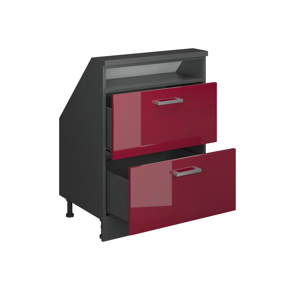 Mobile sottotetto Rion Rosso lucido/Antracite con 2 cassetti Vicco