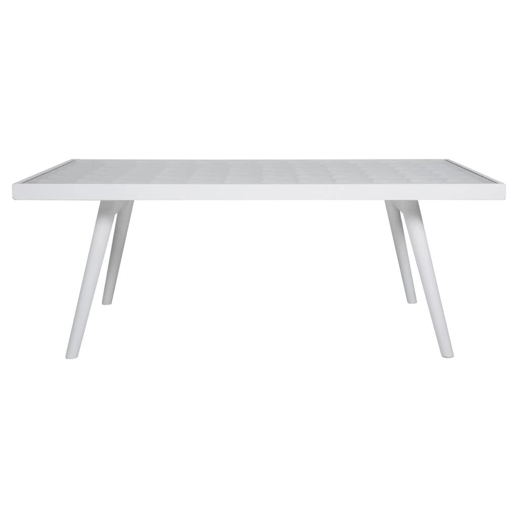 Tavolino in legno laccato bianco 125x65x48h