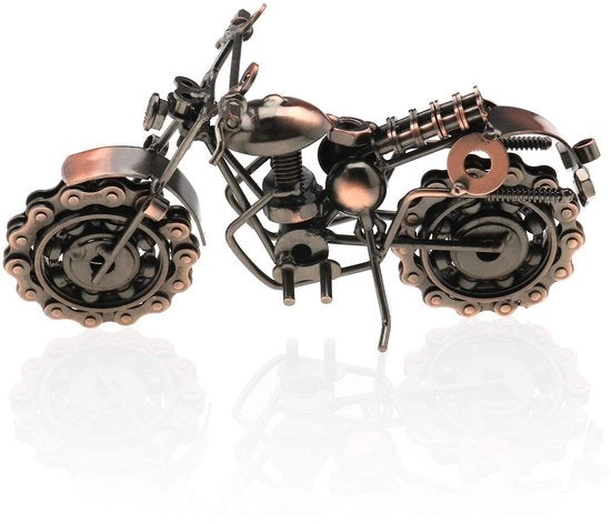 Motocicletta Retro Vintage in Metallo - Ornamento Bronzato - Scultura - Regalo da Collezionare per Appassionati di Motociclette