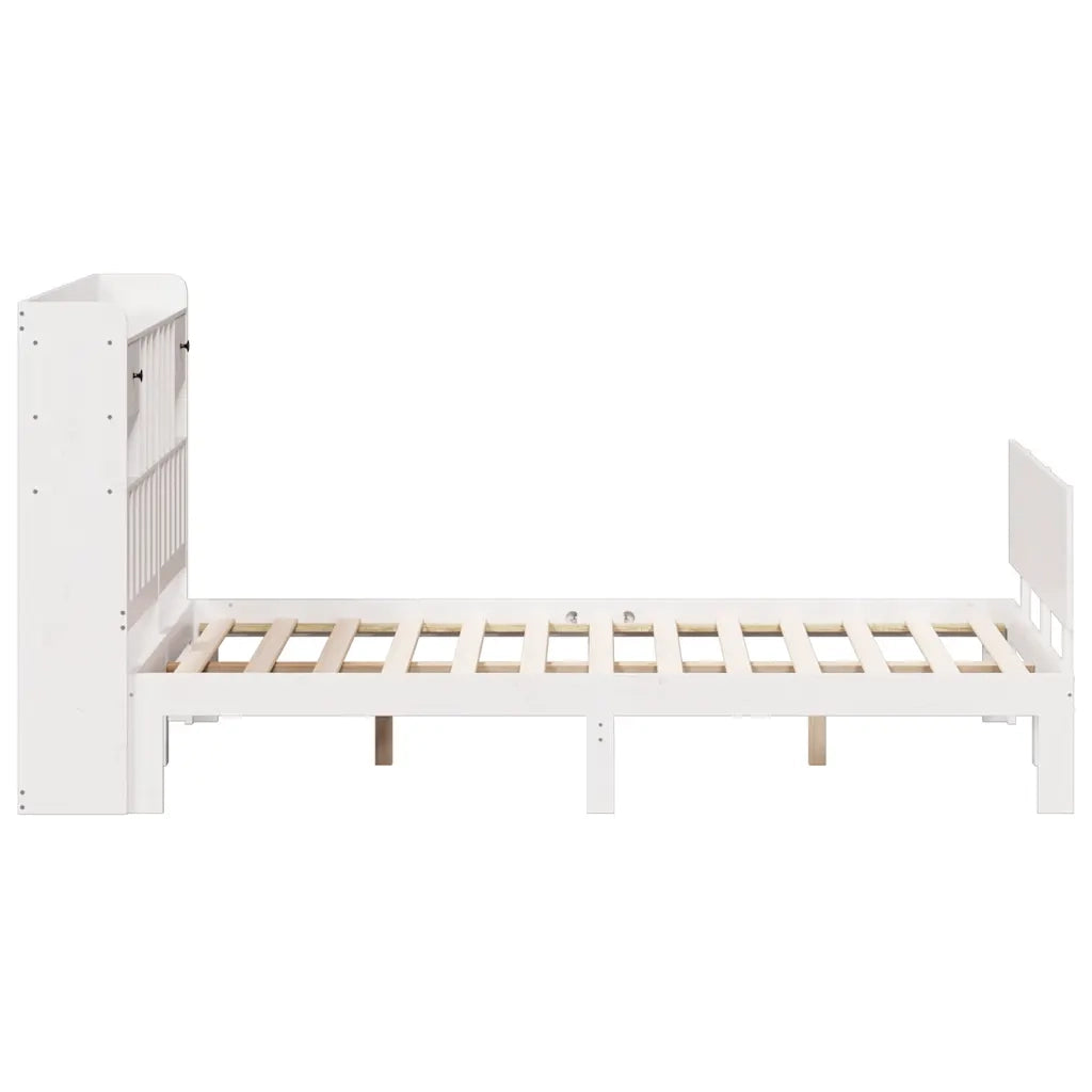 Letto Libreria senza Materasso Bianco 160x200 cm Legno di Pino 3322697