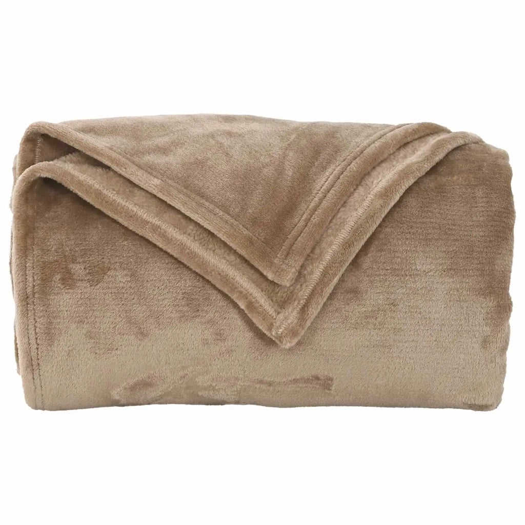 Coperte da Pile 6 pz Cammello 240 x 270 cm Panno