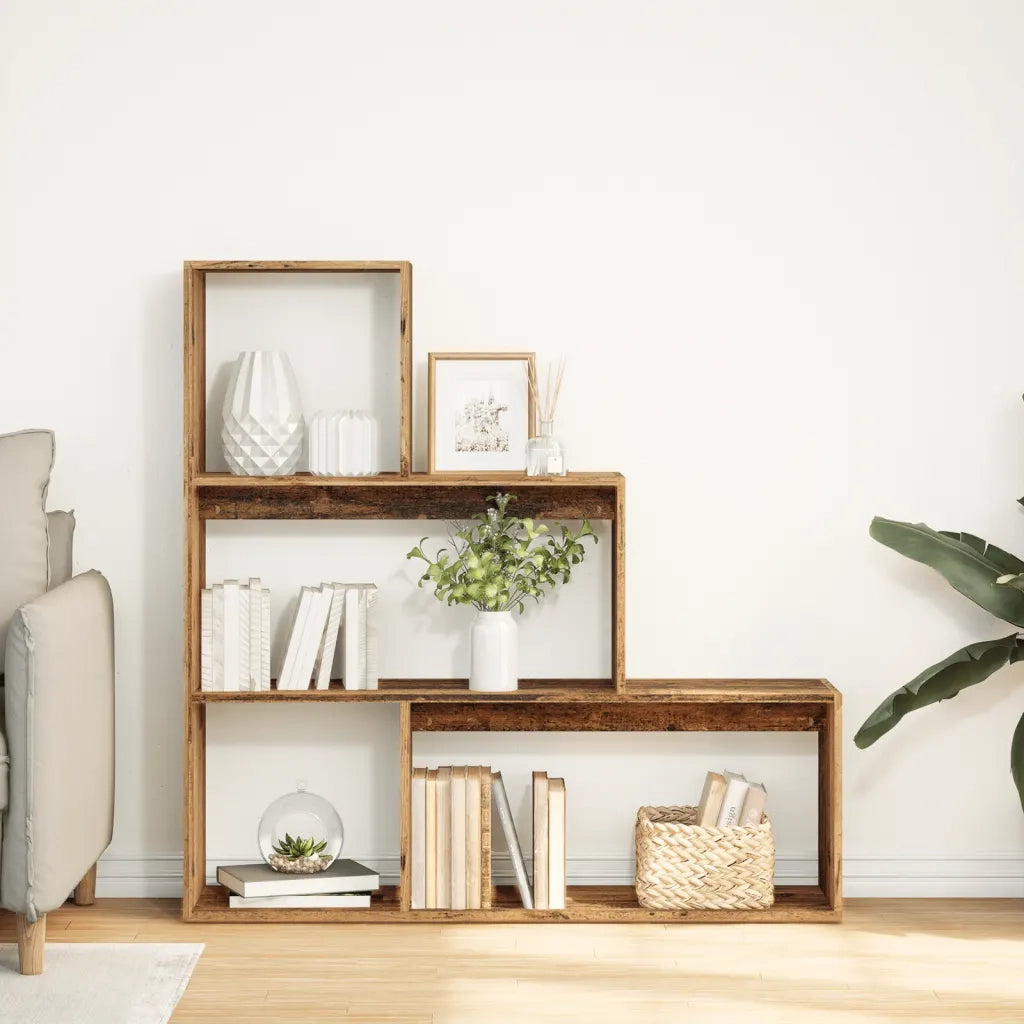 Libreria Divisorio 3Ripiani Legno Antico 123x29x123 Truciolato 857992