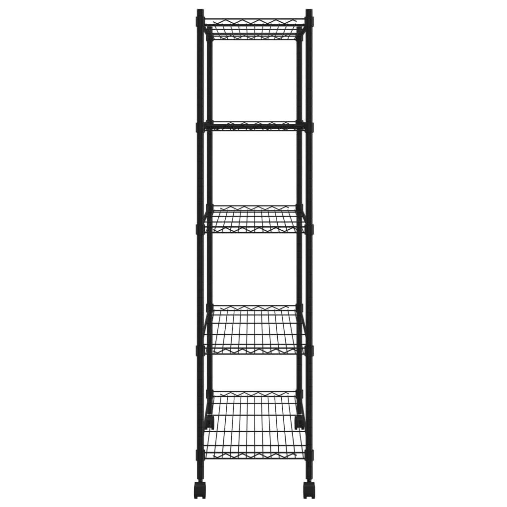Scaffale portaoggetti a 5 ripiani con ruote 75 x 35 x 155 cm 250 kg nero 02_0045700
