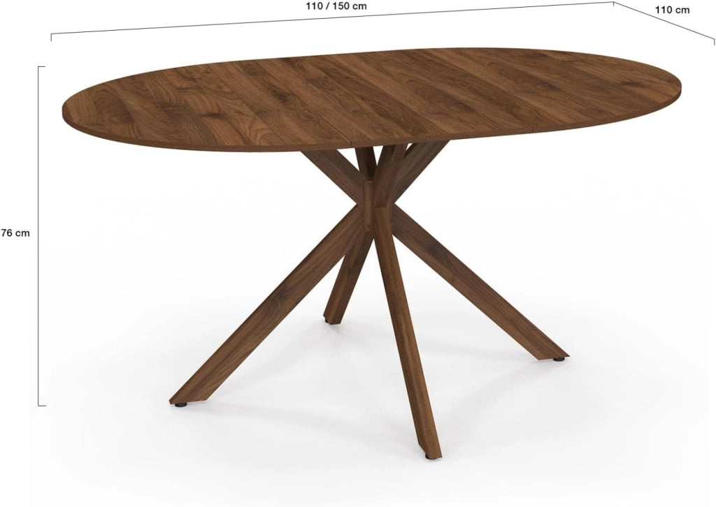 Tavolo da pranzo allungabile rotondo Alix 4-8 Persone piede ragno Noce 110-150 cm