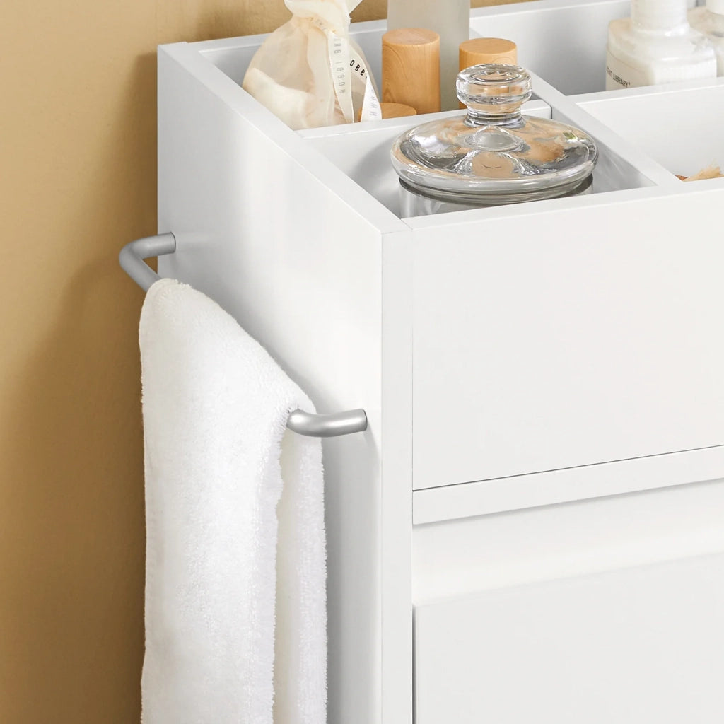 Mobiletto Bagno salvaspazio Cassettiera Bagno 3 cassetti e 4 Scomparti da organizzare L30*P30*A90 cm Bianco BZR29-W