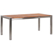 Lampada da tavolo da pranzo da giardino con piano in legno di eucalipto 180 x 90 cm con struttura in acciaio a 6 posti