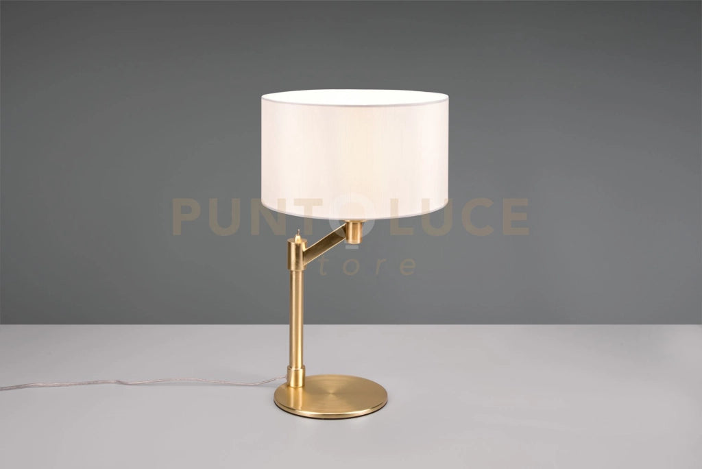 CASSIO LAMPADA DA TAVOLO METALLO OTTONE CON PARALUME BIANCO H. 48,3CM 1 LUCE ATTACCO E27