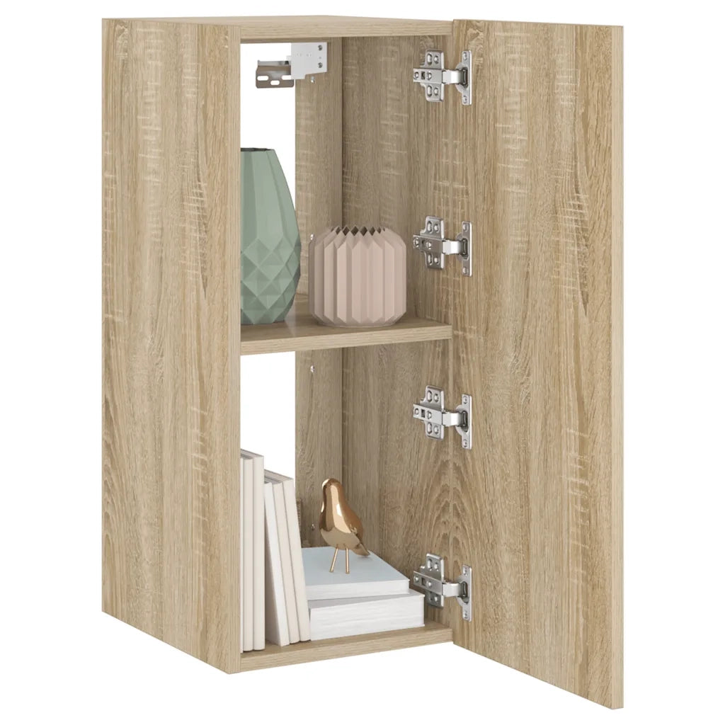 Mobile TV a Parete con Luci LED Rovere Sonoma 30,5x35x70 cm 837236