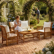 4-piece Garden Lounge Set With Cushions Made Of Solid Acacia Wood