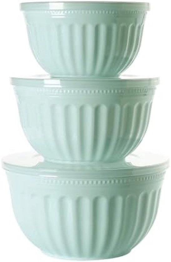 Set di Insalatiera a 3 pezzi con Coperture - Contenitore Stacking per Cucina - Resistente a Microonde e Lavastoviglie