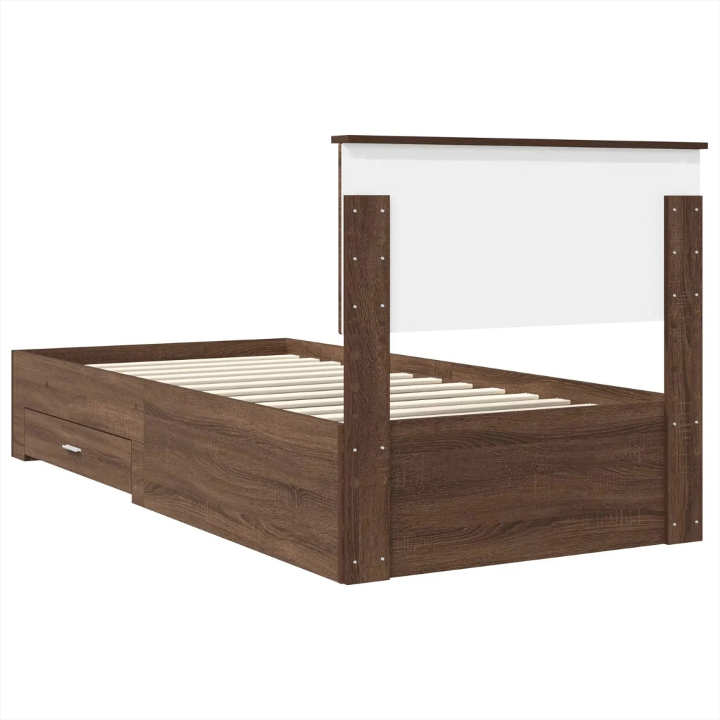 Letto singolo | Letto per adulti | Struttura del letto Rovere Marrone e Argento 75 x 190 cm
