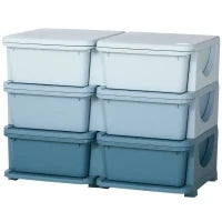Cassettiera 6 Cassetti per Bambini 3-6 Anni con Bordi Arrotondati, in PP Blu, 75x37x56.5 cm