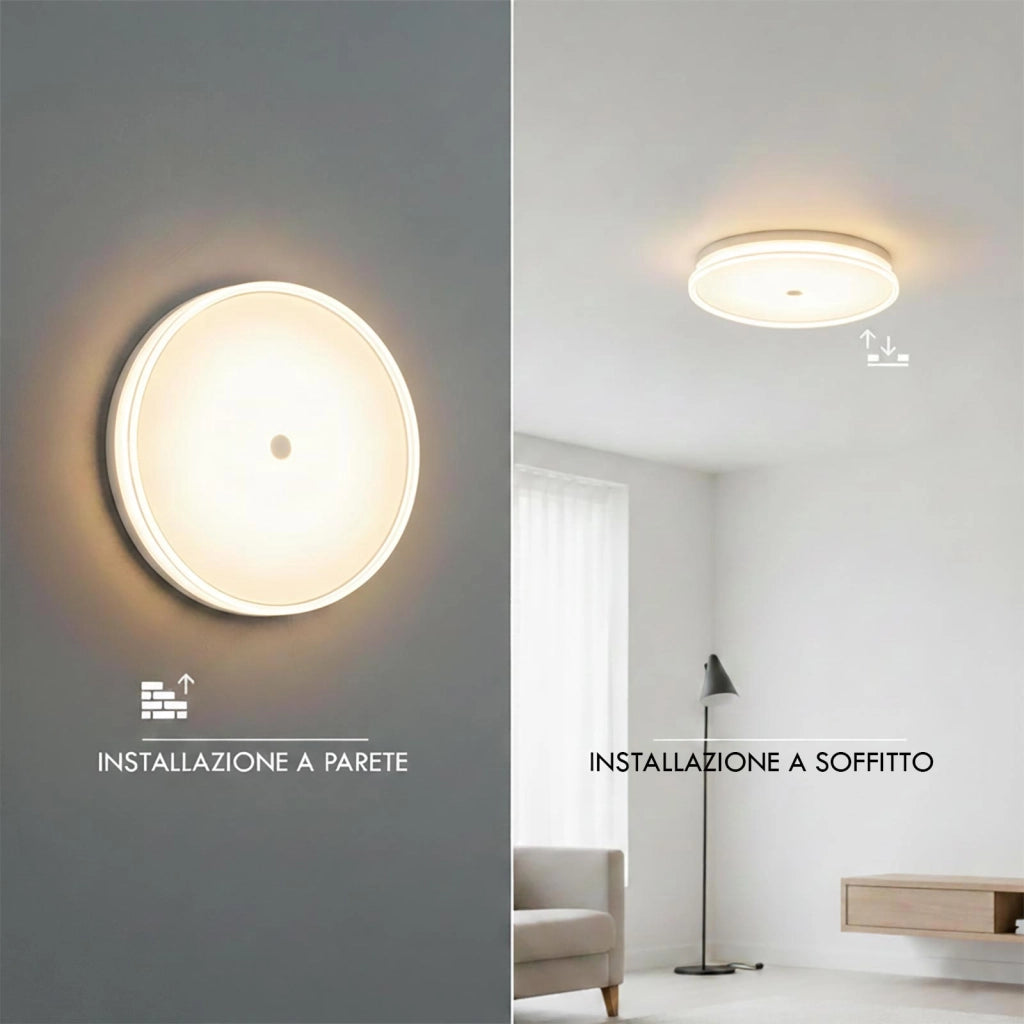 Plafoniera Tonda LED 24W CCT 3 Temperature IP40 Lampada Bianca Circolare Moderna Luce Soffitto Parete Bagno Ufficio 30cm
