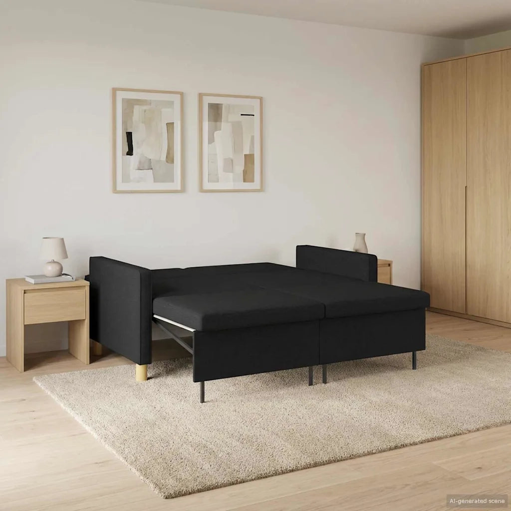Divano Letto Estraibile Nero Tessuto 42033340
