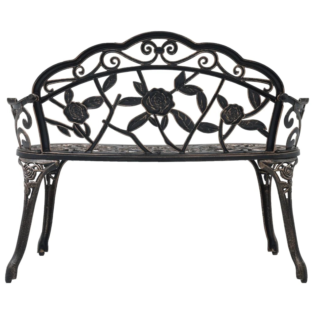 Panca da giardino mobili da esterno per patio terrazza da bistrot 100 cm alluminio pressofuso color bronzo 02_0011138