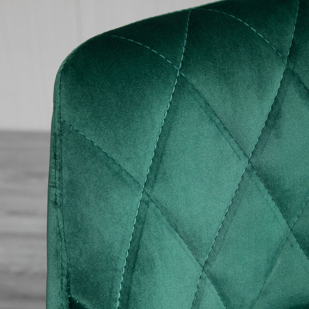 Sgabello Alto con Schienale e Poggiapiedi ¨C Xylo ¨C Velluto Verde, Base Metallo, Regolabile 83-104 cm