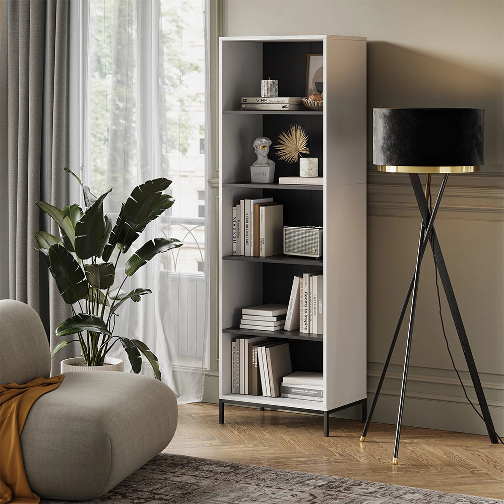 Libreria Eliza Bianco 60 x 180 cm con 5 scomparti Vicco