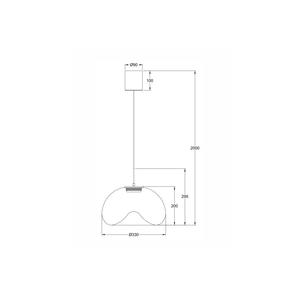 Brena - Lampada a sospensione singola trasparente di Fabas Luce - Led 14W dimmerabile - Lampada da soffitto - Diametro 33cm