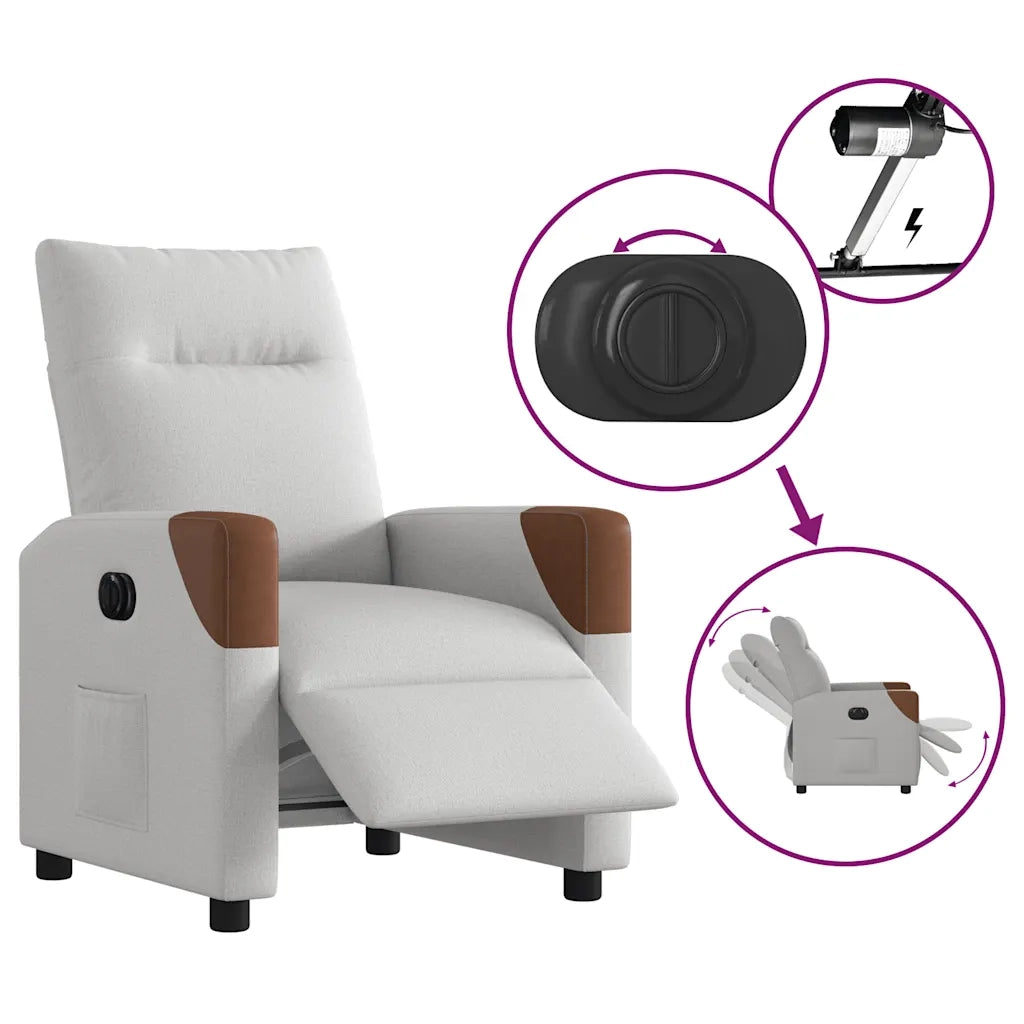 Poltrona Elettrica Reclinabile Grigio Nuvola in Tessuto 3323989