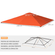 Tetto di ricambio per gazebo 298 x 295 cm in poliestere arancione