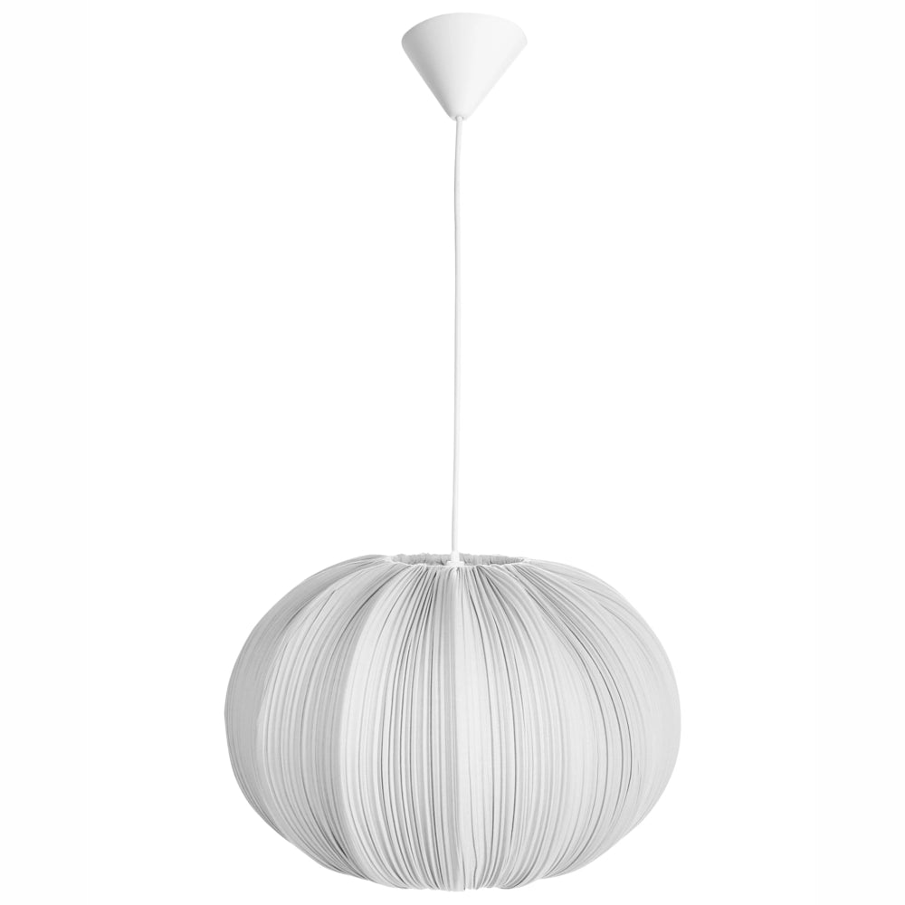 Lampada a sospensione con paralume in cotone grigio dal design moderno per soggiorno