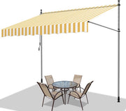 Ombrellone per Esterno con Protezione UV e Acqua per Balcone, Terrazza e Giardino - Ombrello Esterno Regolabile 200cm Giallo Bianco