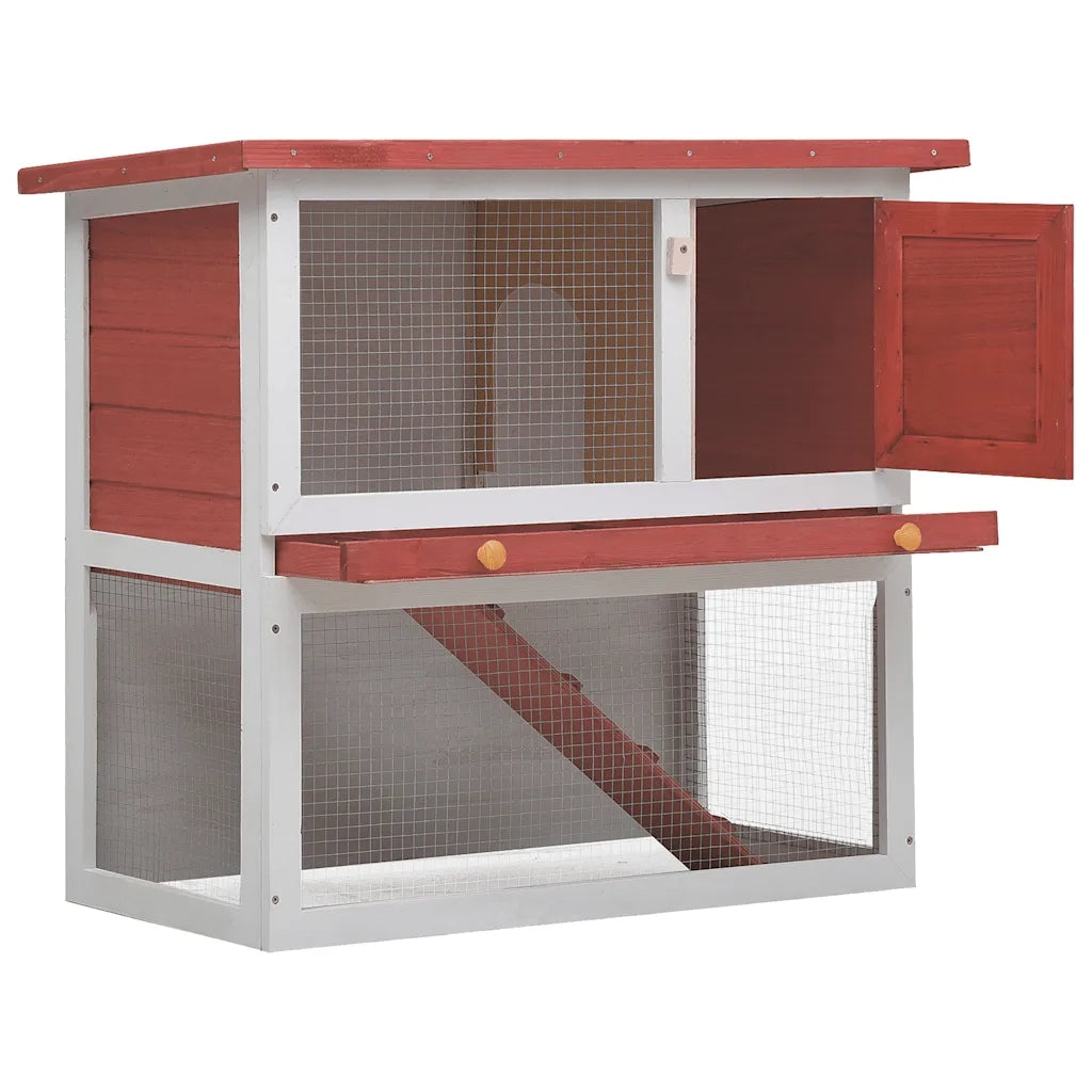 Conigliera per Esterni con 1 Porta Rosso in Legno cod mxl 54292