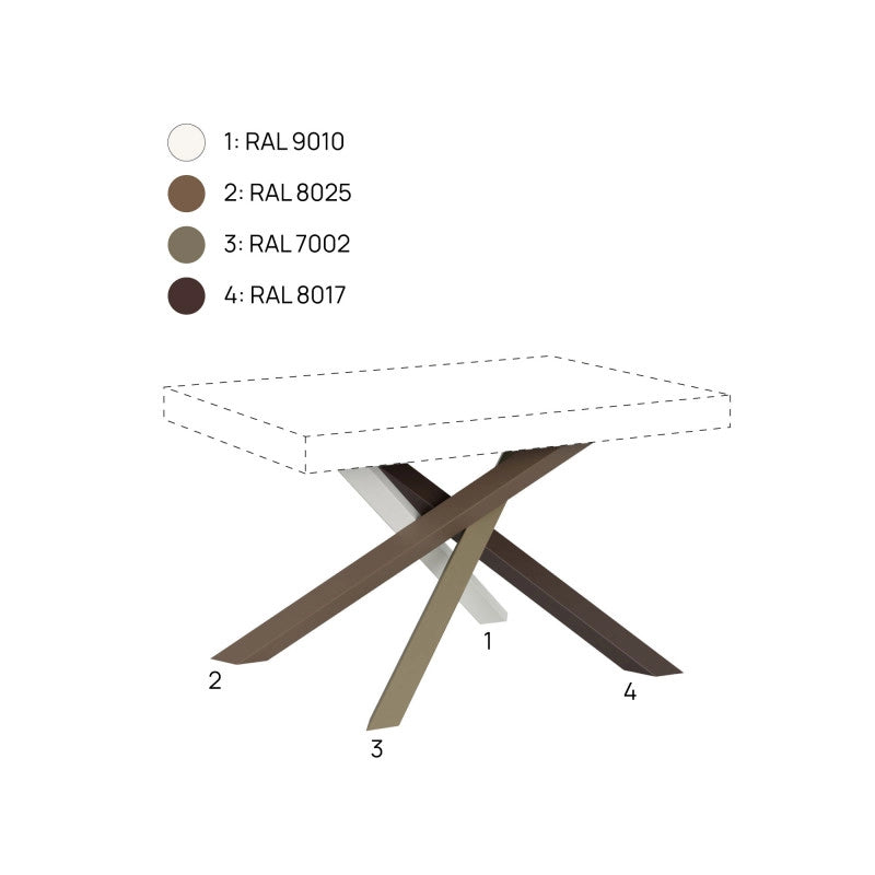 Tavolo allungabile 120/380x90 cm Volantis telaio Multicolore 4/C - Cemento