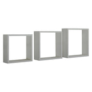 Set di 3 Mensole da Muro Modello INCUBO SLIM, Cubi Arredo, Mensole Cubo, Cubi da Parete. Misure30x30x10cm 27x27x10cm e 24x24x10cm. Finitura GRIGIO SASSO - MADE IN ITALY