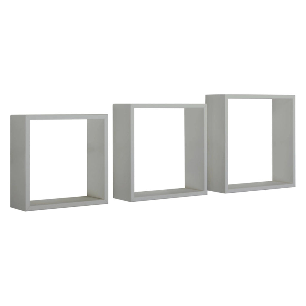 Set di 3 Mensole da Muro Modello INCUBO SLIM, Cubi Arredo, Mensole Cubo, Cubi da Parete. Misure30x30x10cm 27x27x10cm e 24x24x10cm. Finitura GRIGIO SASSO - MADE IN ITALY