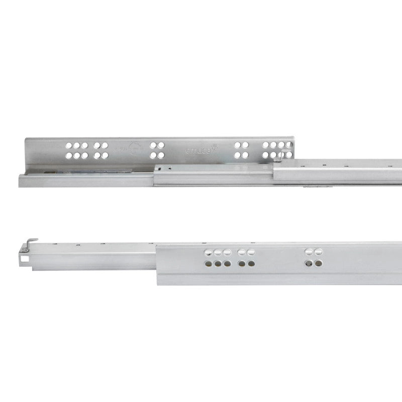 Set di guide per cassetti a scomparsa Silver, estrazione totale, con chiusura soft e aggancio, profondità 540 mm, Acc..