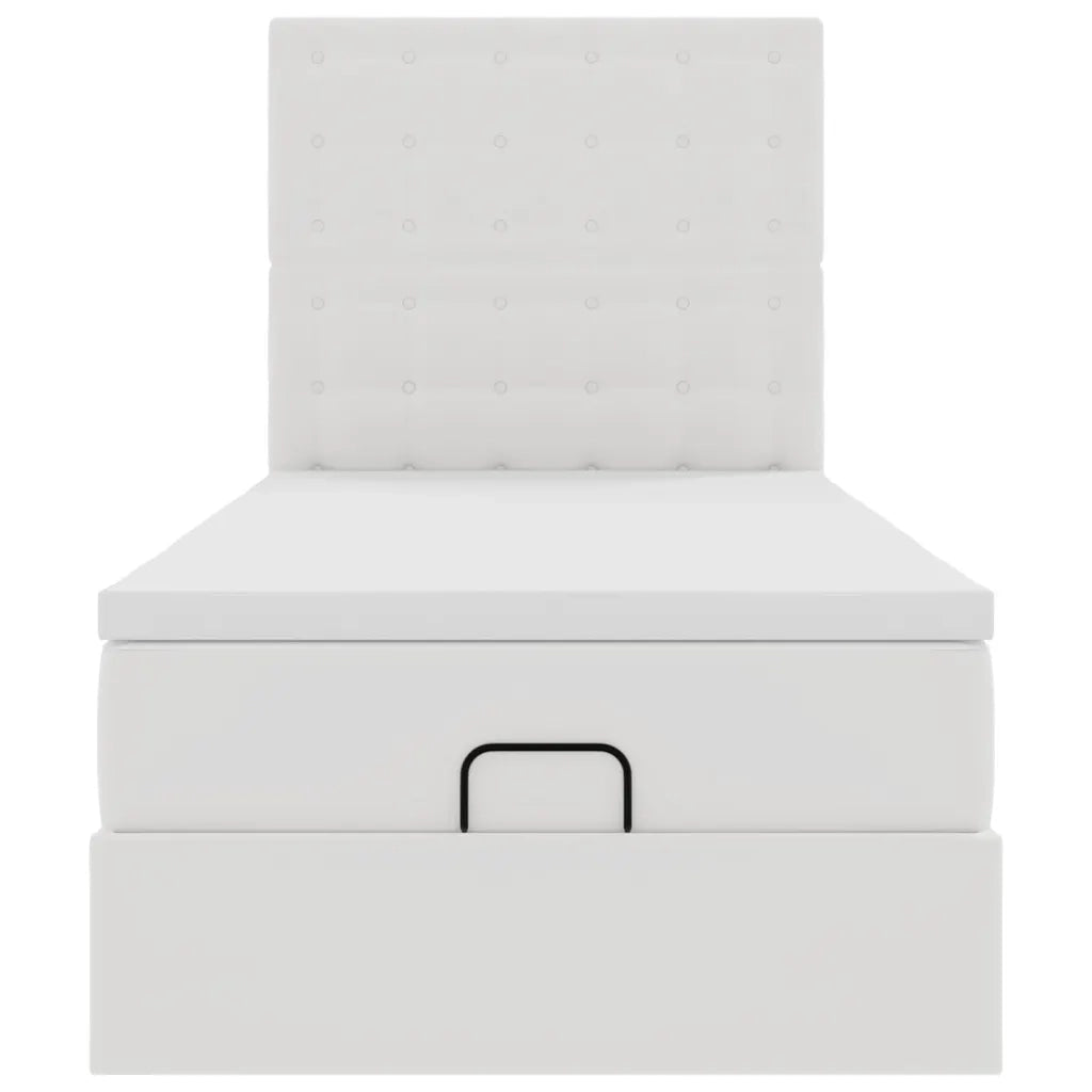 Letto Pouf con Materasso Bianco 90x190 cm Similpelle