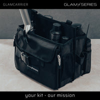 GlamSeries GlamCarrier Borsa porta trucchi con ampio spazio, trousse pieghevole per cosmetici con manico e tracolla, pochette da lavoro ideale per truccatori e parrucchieri