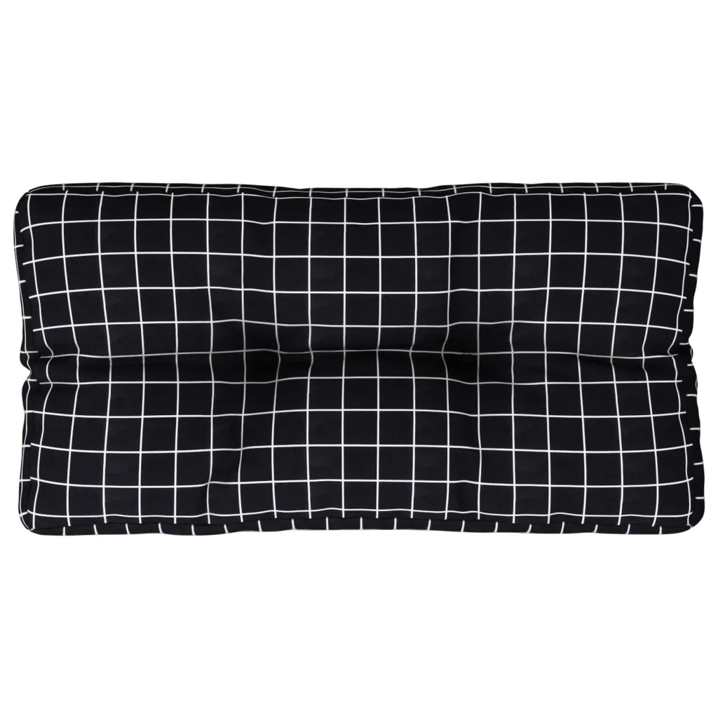 Cuscino per Pallet Motivo a Quadri Nero 80x40x12 cm in Tessuto 360617