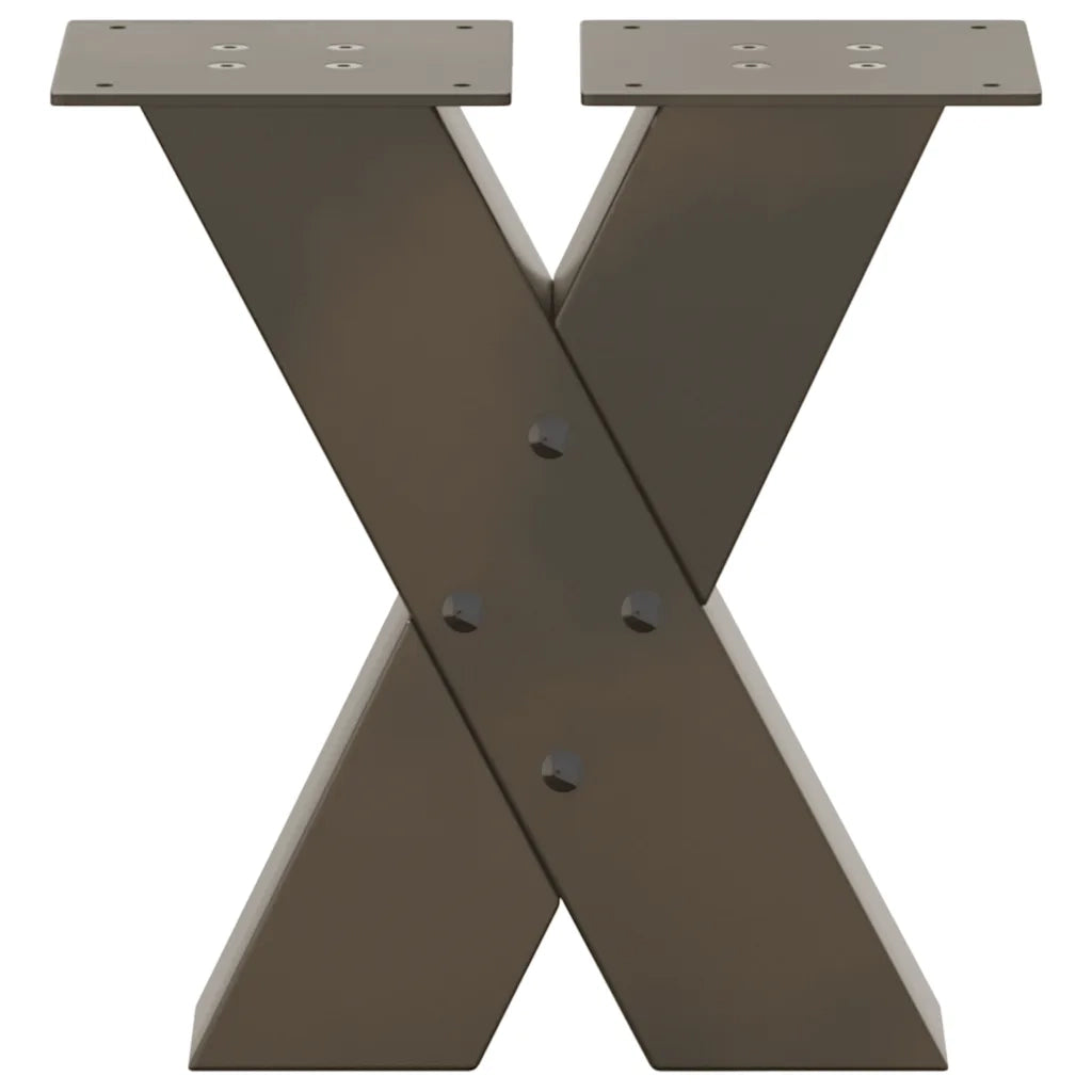 Gambe per Tavolino da Caffè a Forma di X 2 pz Acciaio Naturale 30x(30-31) cm Acciaio 4012931
