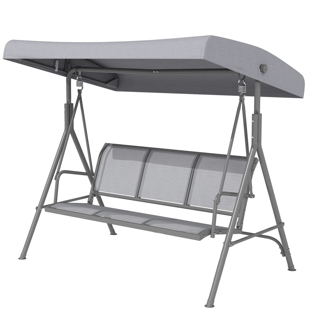Dondolo 3 Posti da Giardino in Poliestere Grigio ¨C zephmum ¨C Poltrone Relax Esterno
