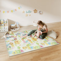 Tappeto per Bambini con Lettere 194x176,5x1,5 cm Superficie Impermeabile in XPE Multicolore