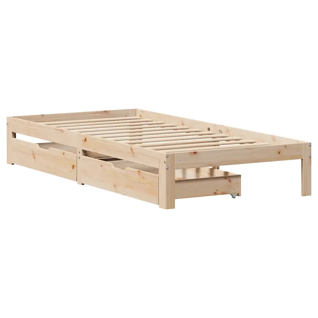 Giroletto con Cassetti 90x200 cm in Legno Massello di Pino