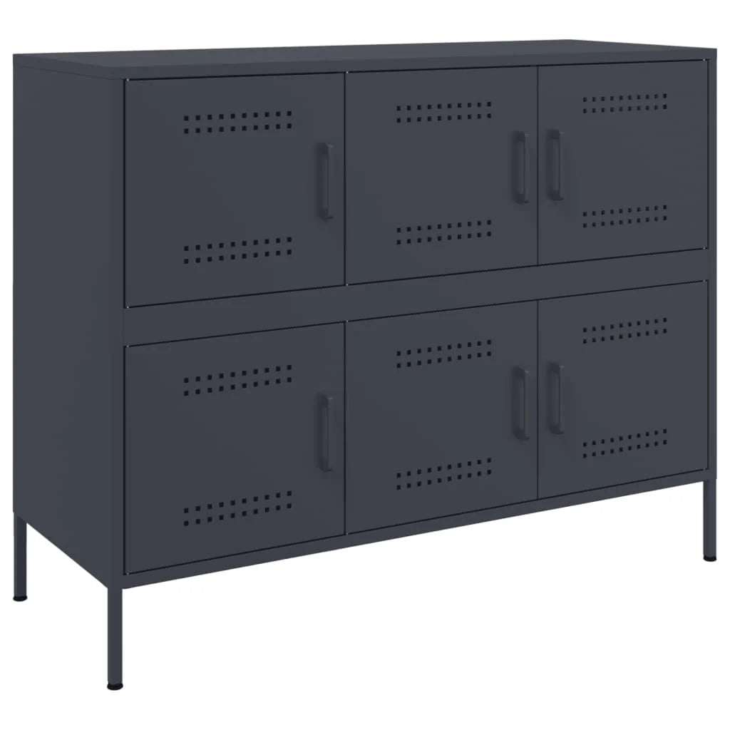 Buffet credenza cassettiera armadio mobile contenitore organizer per cucina soggiorno salotto 100,5 x 39 x 79 cm acciaio antracite 02_0029689