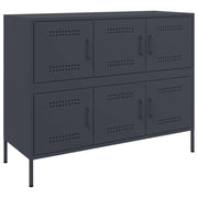 Buffet credenza cassettiera armadio mobile contenitore organizer per cucina soggiorno salotto 100,5 x 39 x 79 cm acciaio antracite 02_0029689